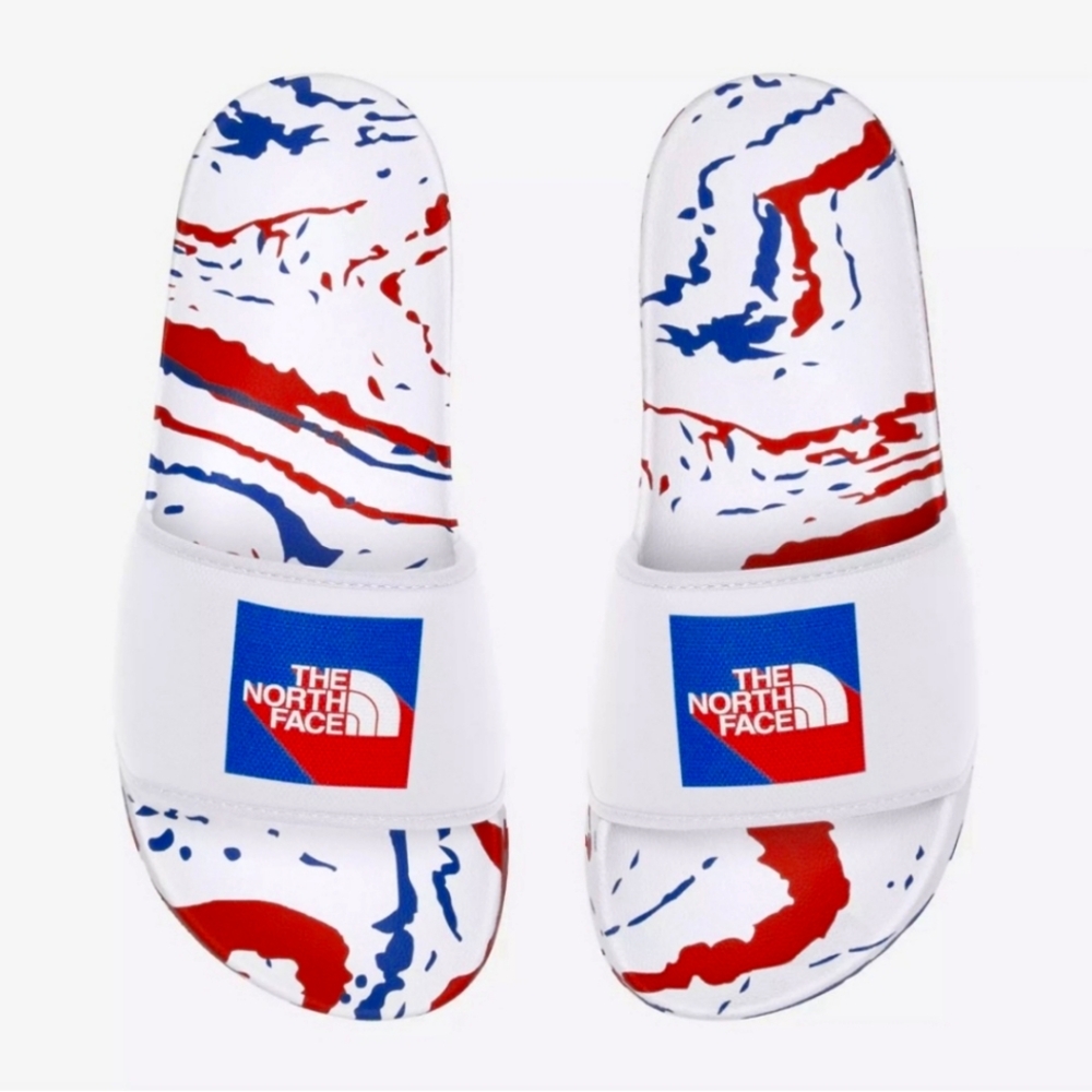The North Face White Red and Blue Slide Sandals NWT 9